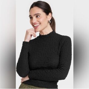 a new day Black Textured Long Sleeve Top